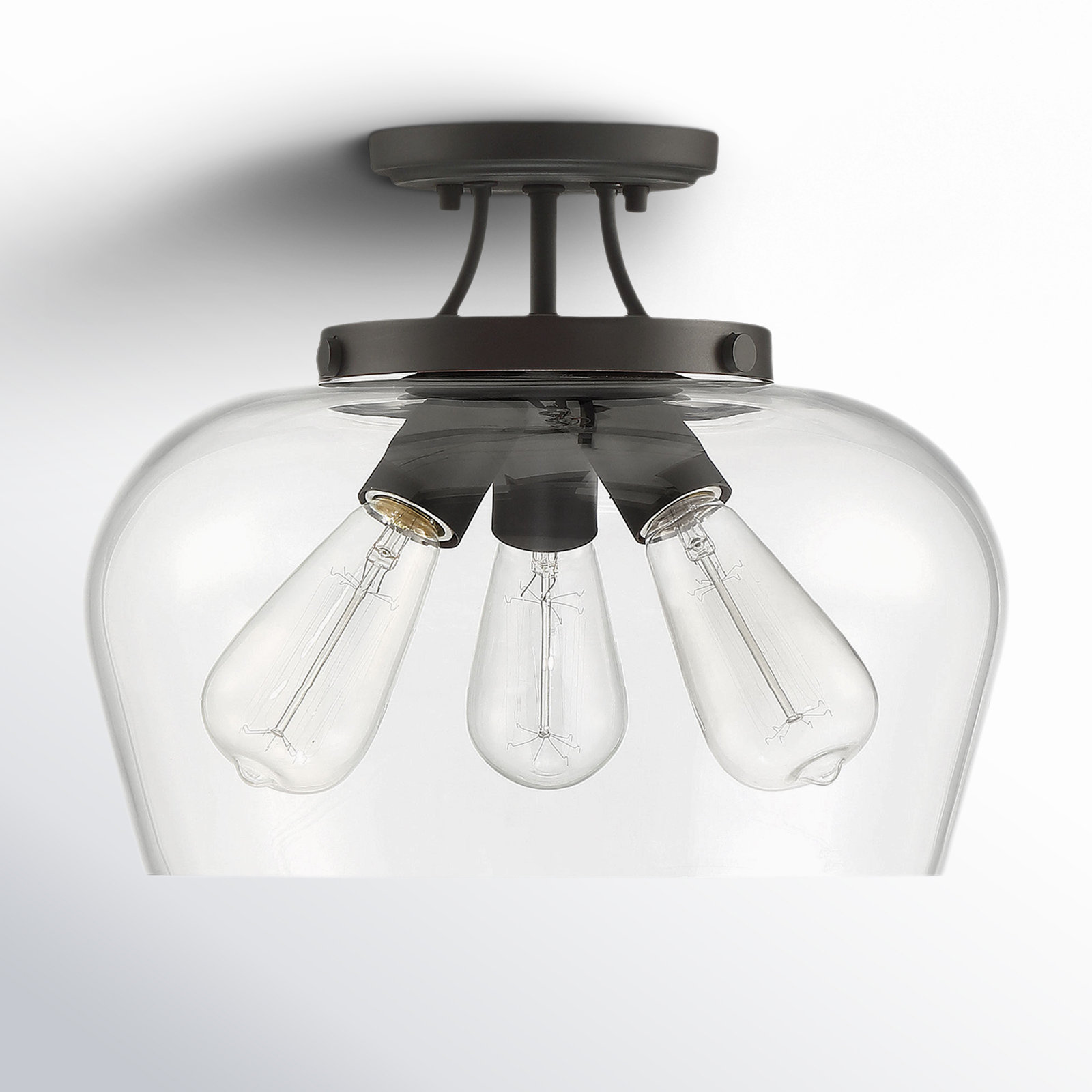 Breena 3-Light Semi Flush Mount, English Bronze, Clear