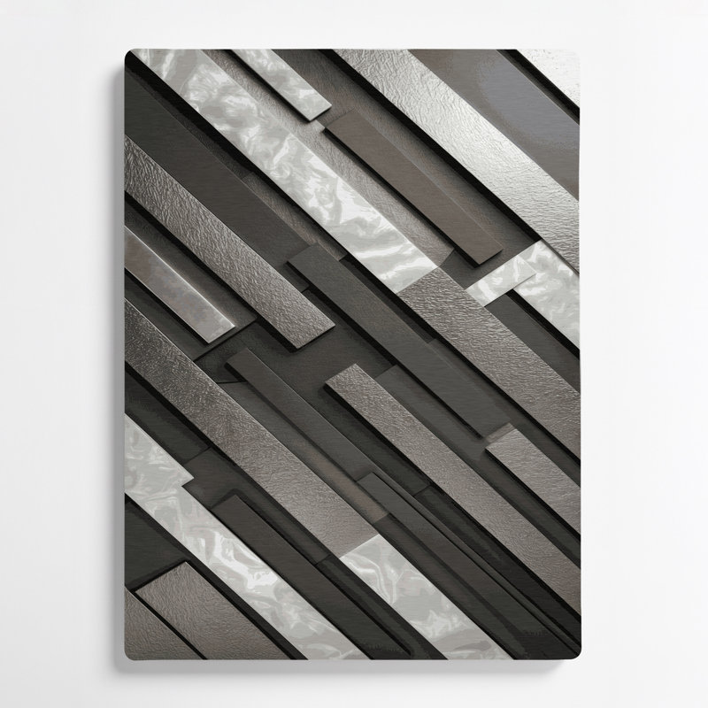 Abstrait 5 formes d'art en métal brun, H 8 po x l 10 po