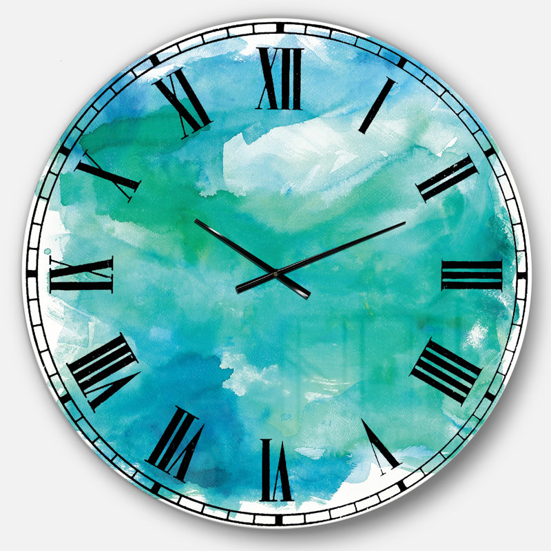 Horloge ronde en métal Sea Glass, Grand
