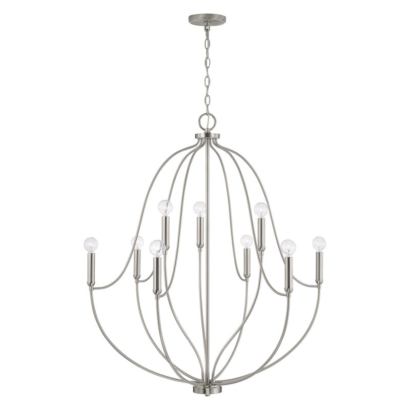 Madison 9 - Light Dimmable Empire Chandelier, Brushed Nickel