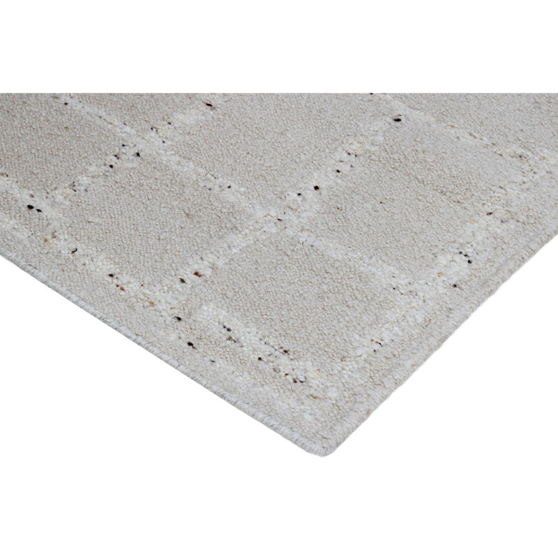 Tapis rectangulaire en laine gris / blanc, Rectangle 8 pi x 10 pi