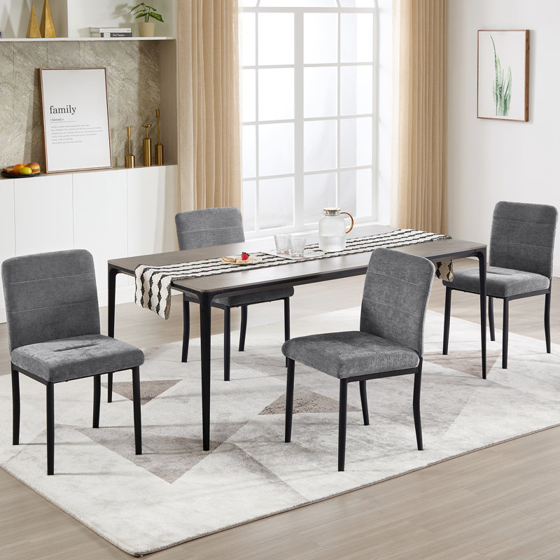 Modern Dining Chair with Metal Legs, Dark Gray