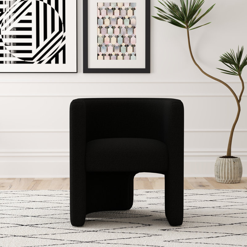 Fauteuil d'appoint en tonneau large de 24 po Jaimyn, Ours en peluche noir