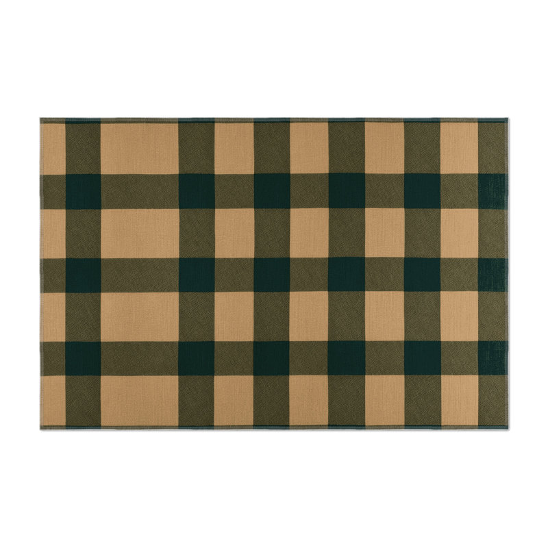 Tapis d'intérieur et d'extérieur à carreaux brun, Rectangle 9 pi x 12 pi