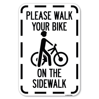 Pavement au pochoir Veuillez marcher votre vélo sur le trottoir / 23338