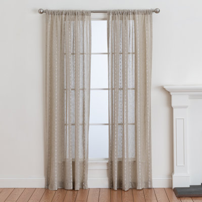 Dinius 100% Polyester Light-Filtering Verticle Stripped Curtain Panel with Rod Pocket Top