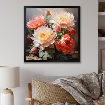 Coral Cactus Romantic Impression - Floral Canvas Wall Art