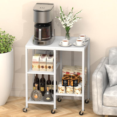 Kitchen Microwave Cart,Microwave Stand With Wheels,Coffee Bar Table Station,4-Tier Rolling Baker