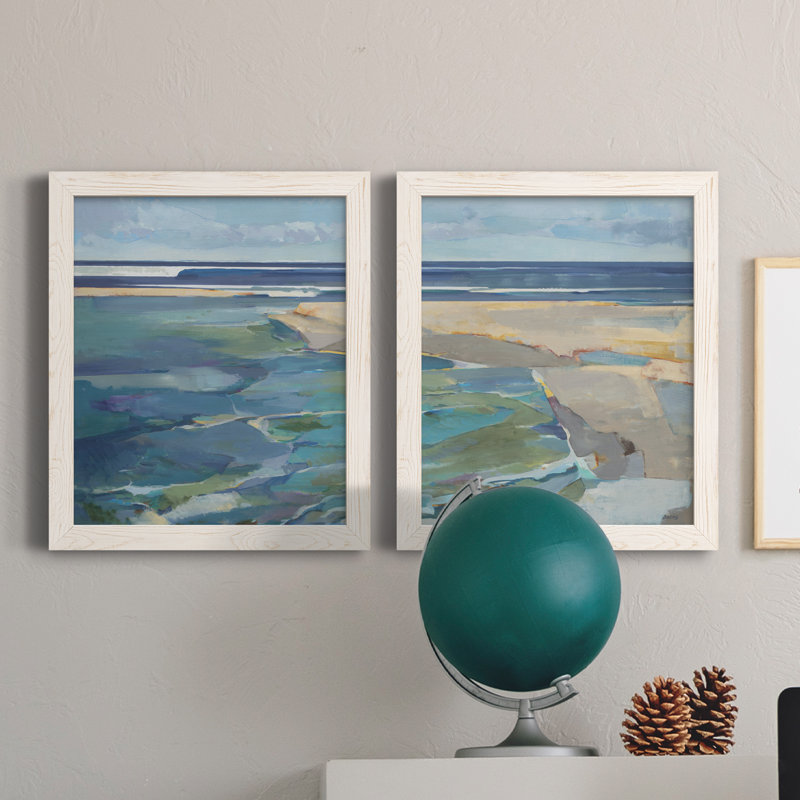 Breakwater - Ensemble de 2 reproductions d'art sur toile encadrées, H 24 po x l 36 po x P 1,5 po, Cadre blanc