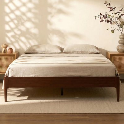 Lagola 15" High Bamboo Platform Bed Frame, Under Bed Storage, Wood Slat Support, No Box Spring Needed, Noise Free