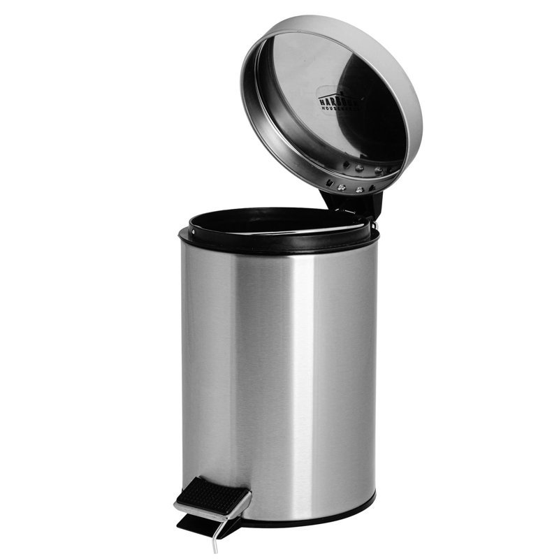 Harbour Housewares - Round Bathroom Pedal Bins, Brushed