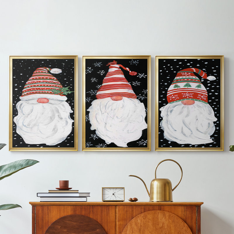 Winter Home Gnome - Toile tendue avec châssis sur mesure - 3 pièces