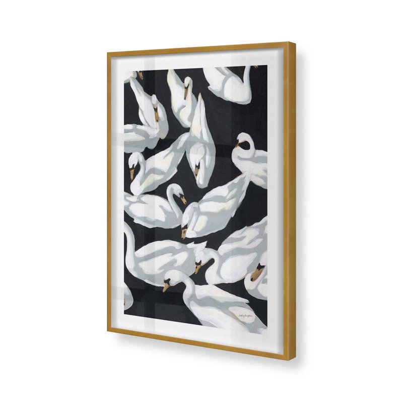 Swan Ballet en noir et blanc, H 21,25 po x l 17,25 po, Cadre photo doré simple