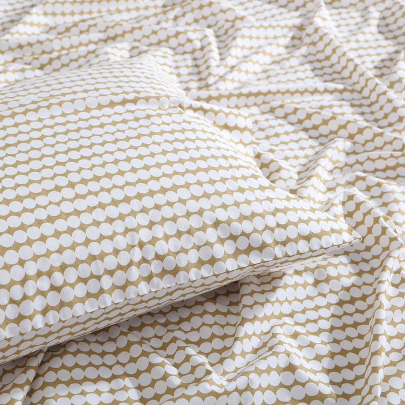 Marimekko Pikku Rasymatto Organic Cotton Beige King Sheet Set, King Sheet Set + 2 Pillowcases