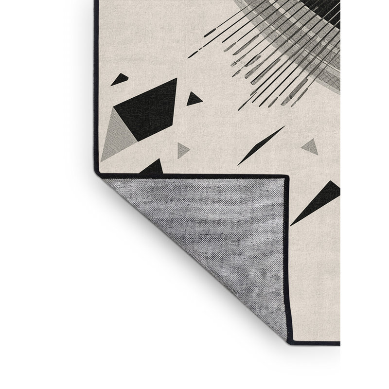 Tapis géométrique moderne gris et noir lavable à la machine Auburndale, 7 x 9
