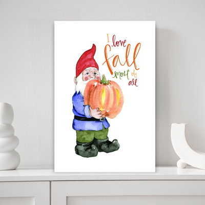 I Love Fall Gnome Whimsical Contemporary Wall Art Print