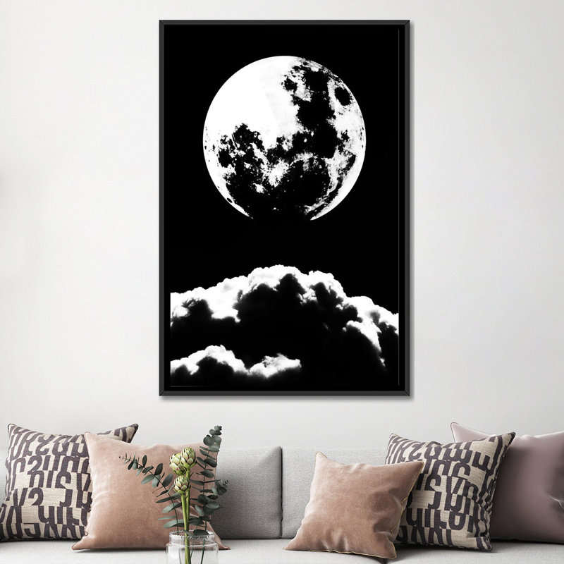 «MoonASTER», reproduction d'impression sur toile, H 26 po x l 18 po x P 1,5 po, Toile avec cadre noir, Pas de tapis