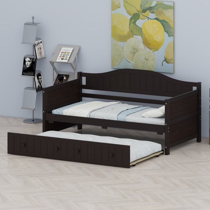 Structure de lit de jour en bois avec lit gigogne escamotable, canapé-lit polyvalent pour la chambre à coucher et le salon
