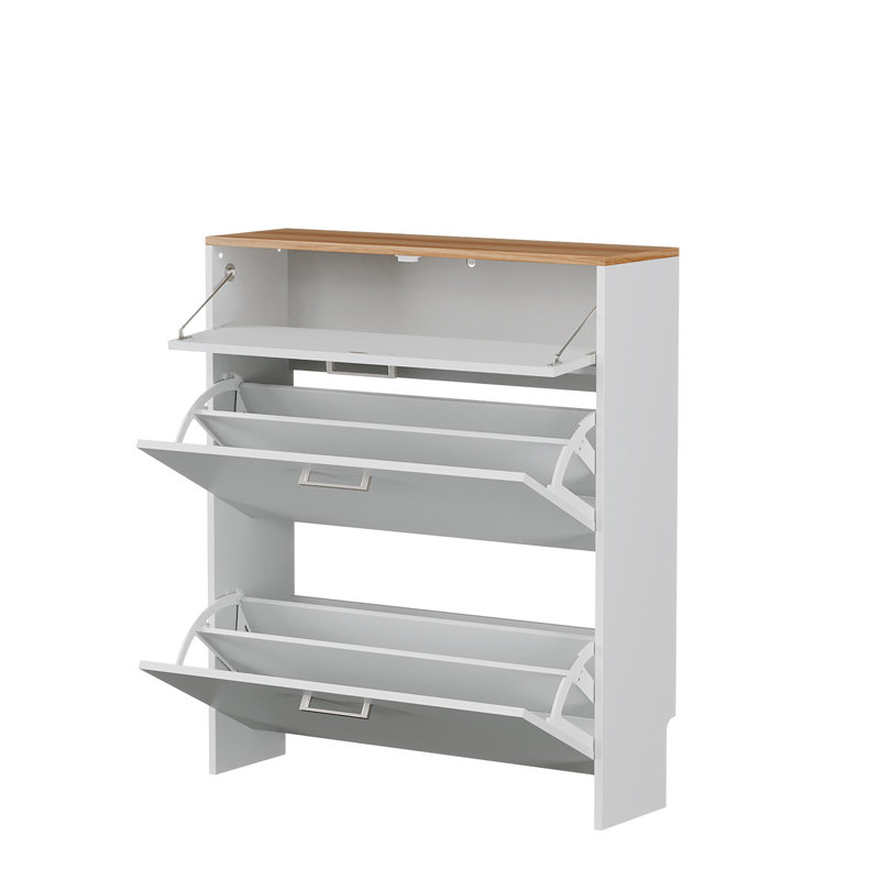 31" W 2-Flip Drawer 1-Drawer Shoe Cabinet, White