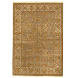 Hand Knotted Wool Oriental Area Rug in Brown And Ivory