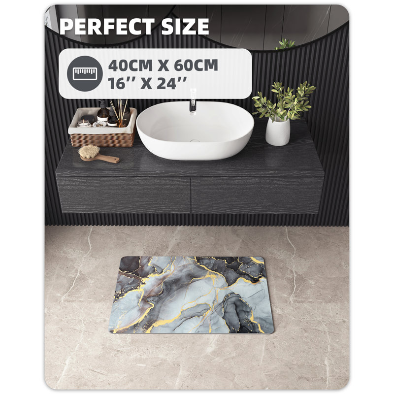 Zowie Non-Slip Bath Rug, 16" W x 24" L, Black