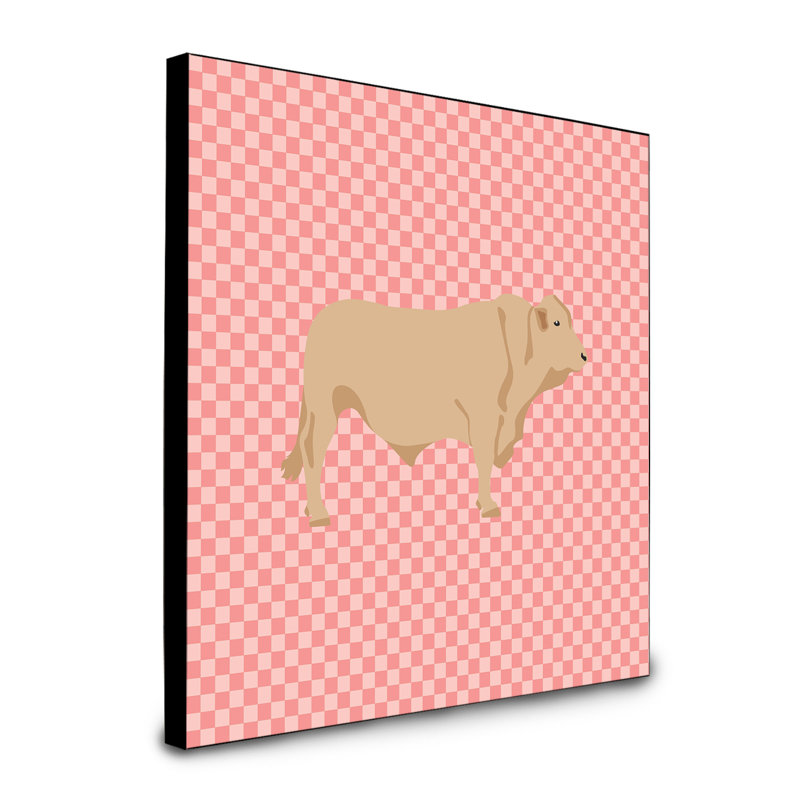 Panneau mural d’art de vache charolais Figlio, Rose