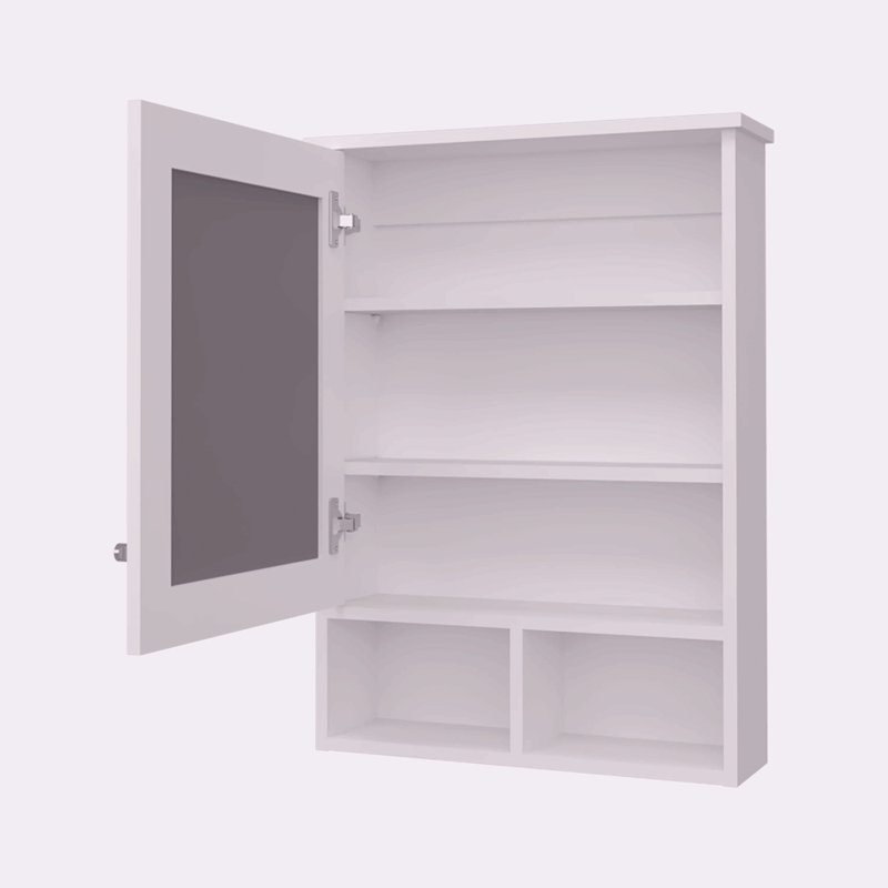 Pharmacie avec porte et miroir inclus, Blanc