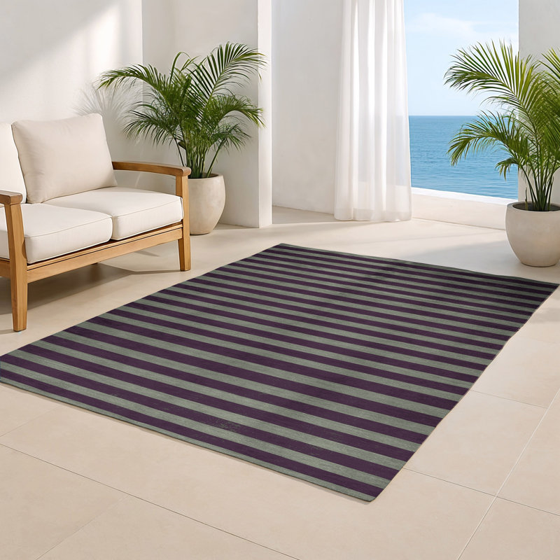Tapis intérieur / extérieur mauve HorizontalStripes, Rectangulaire 2 pi x 3 pi