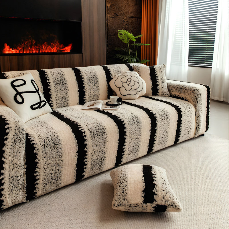 Housse pour canapé Winter Plush, L 67 po x P 35 po, Noir