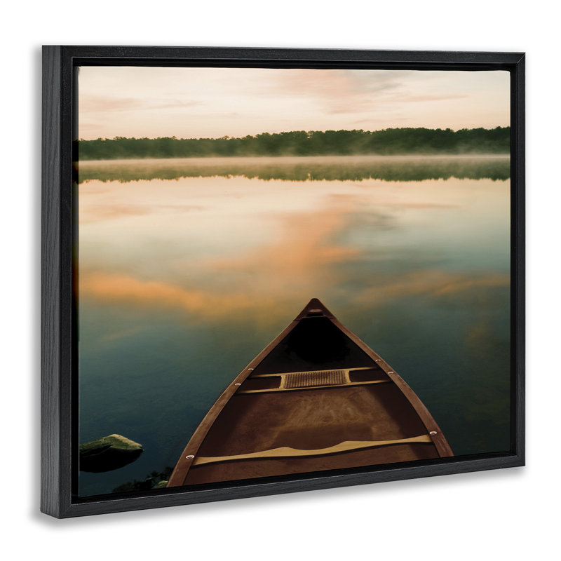 Canoe on Lake Warm Sunrise, toile encadrée flottante noire par Danita Delimont, H 21 po x l 17 po