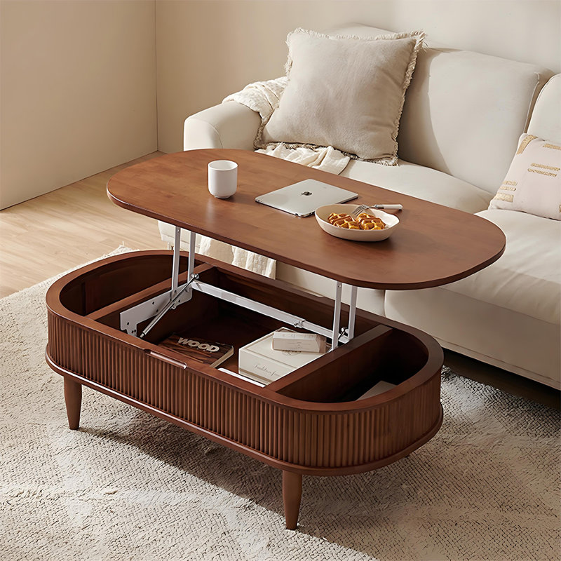 Table basse de rangement en bois massif brun minimaliste de 39,37 po, 24.02'' H X 39.37'' W X 23.62'' D