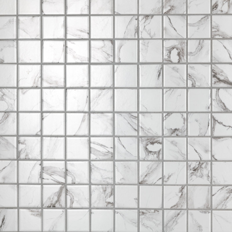 Katina Calacatta 1.88" x 1.88" Porcelain Grid Mosaic Wall & Floor Tile