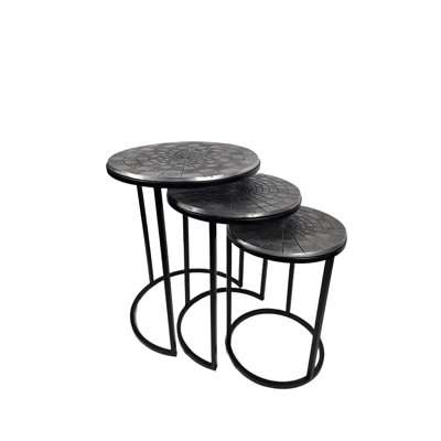 Ensemble de 3 tables gigognes argentées Ziva