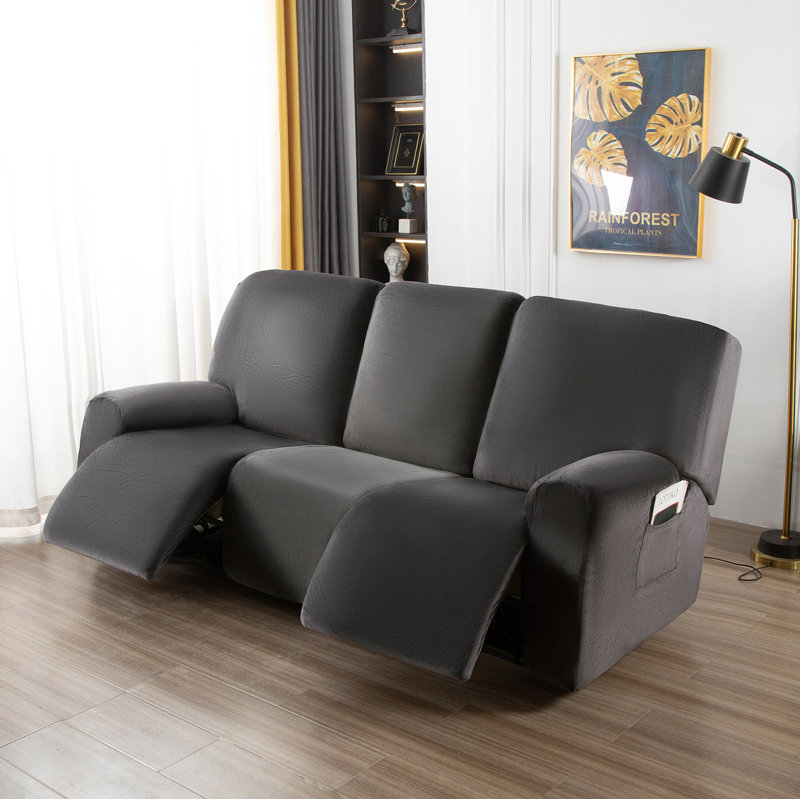 Housse pour canapé à coussins carrés/rectangulaires, Velours gris foncé
