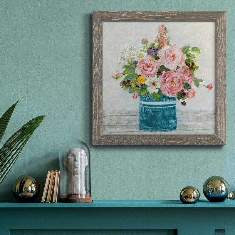 Monet Garden - Peinture sur toile encadrée, H 31,5 po x l 31,5 po x P 1,5 po, Encadré gris