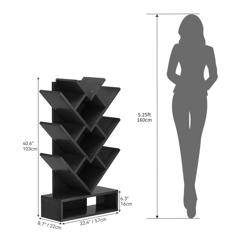 103cm H x 57cm W Geometric Bookcase, Black