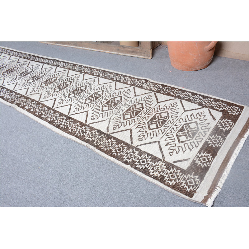 Tapis Oushak, tapis turc, tapis de couloir 3,3 pi x 3,5 pi, tapis de luxe orange, tapis rétro