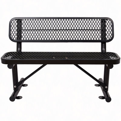 4 Ft. Outdoor Steel Bench With Backrest by Mercer41