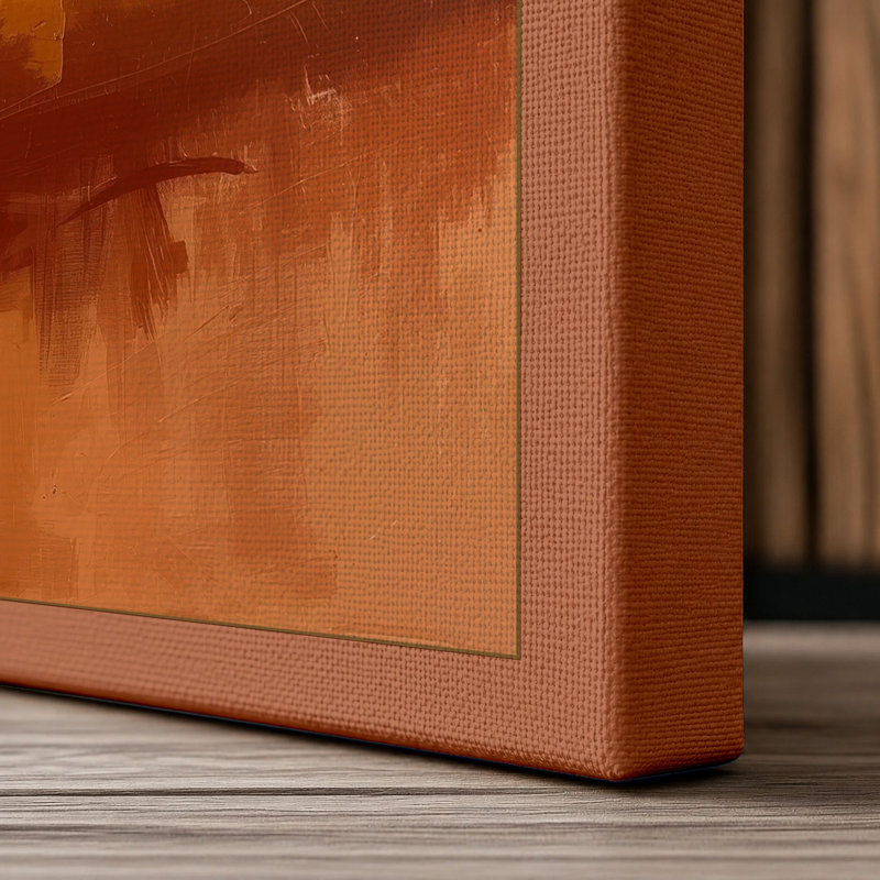 Desert Landscape Boho - Wrapped Canvas, 18x12 - 45.7 x 30.5 cm, Terracotta Border
