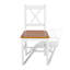 Ensemble de 4 chaises d'appoint pour l'extérieur, siège carré en bois de pin brun, blanc