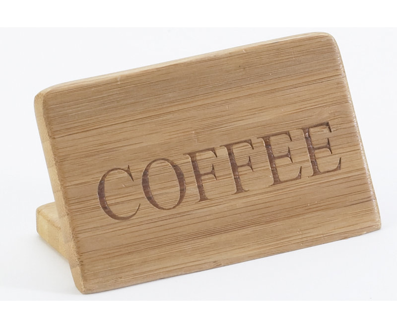 3" X 2" Bamboo "Coffee" Beverage Sign