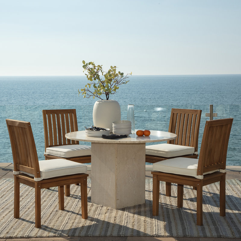 ARDEN Foam Outdoor Double Welted Dining Seat Cushion, 19 x 19, made with ProFoam, Cream