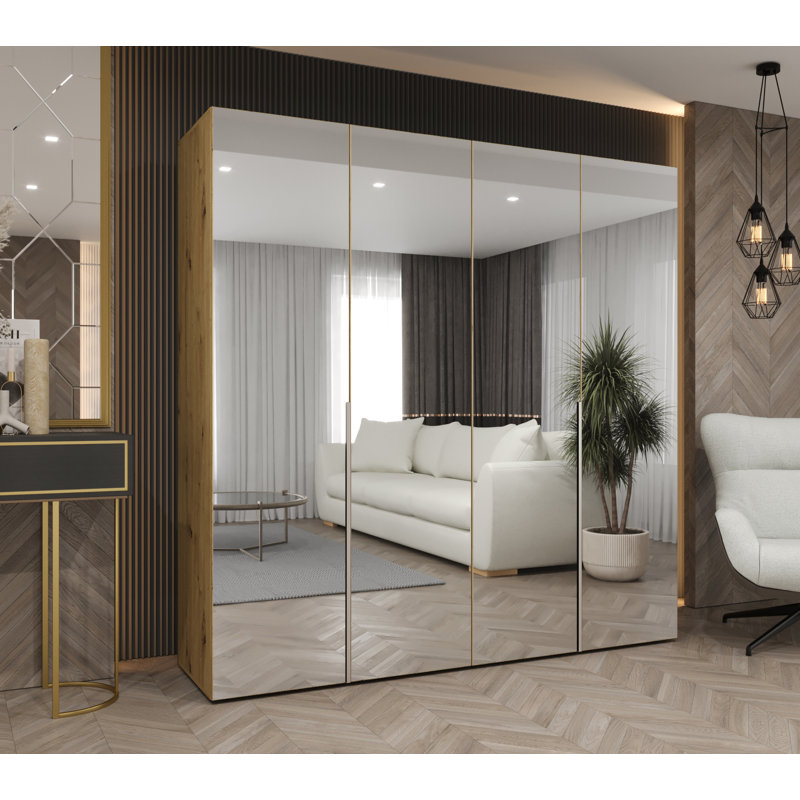 Manufactured Wood Wardrobe, artisan oak + handles: cashmere