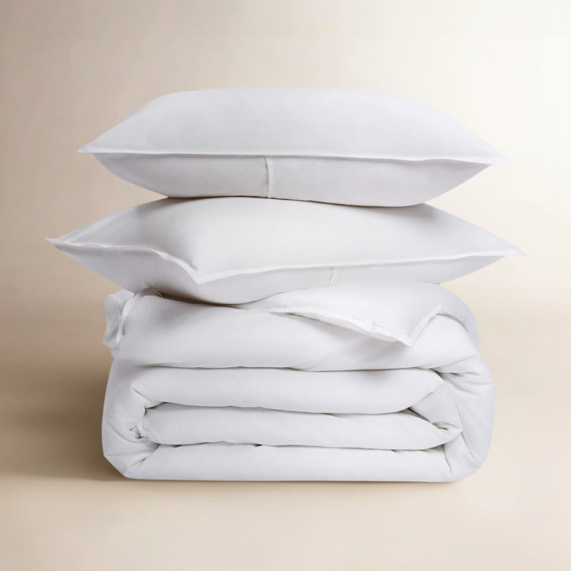 Cotton Tencel Duvet Cover Set, Frost Gray, Queen Duvet Cover + 2 Queen Shams