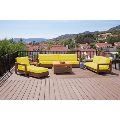 Crelake Teak 7 - Person Patio Conversation Set with Cushions