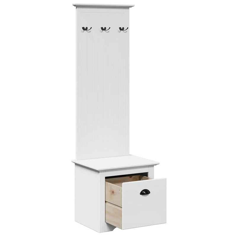Hallway Cabinet With Hooks BODO 50X40x157 Cm, White