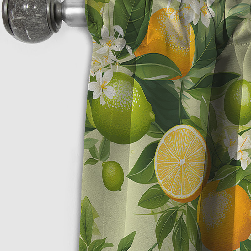 Motif tropical citronné zeste III - Rideau floral - Rideau floral occultant en velours - 1 panneau, L 52 po x L 95 po