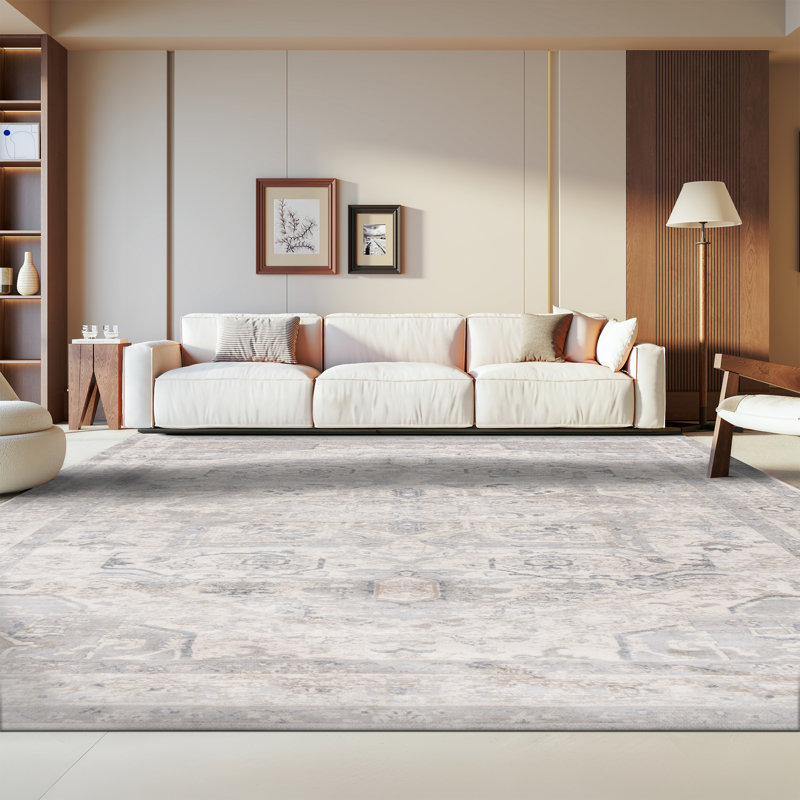 Tapis oriental ivoire / gris Aveon, Rectangle 8 pi x 10 pi