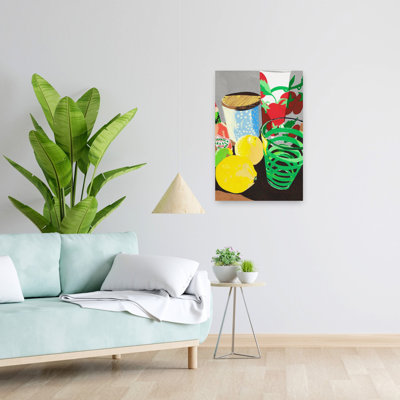 Citron vert, verre, nature morte, coloré, fruit contemporain, art mural