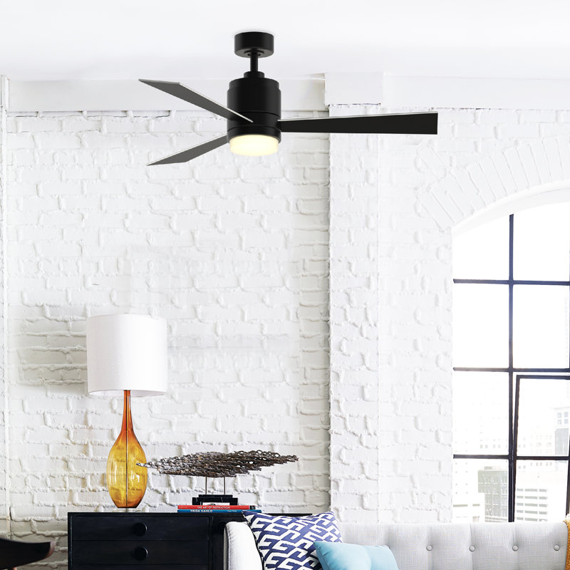 48'' Ceiling Fan with LED Lights, Black/Silver